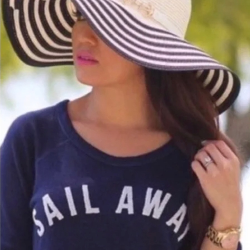 Anthropologie Sundry Sail Away Cruise Wear Beach Pullover Navy Top Small - Picture 1 of 9
